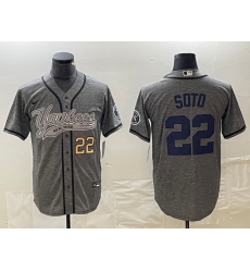 Men's New York Yankees #22 Juan Soto Number Grey Gridiron Cool Base Stitched Baseball Jersey