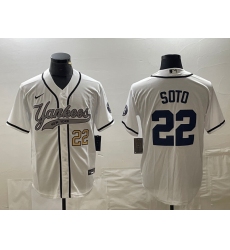 Men's New York Yankees #22 Juan Soto Number White Cool Base Stitched Baseball Jersey