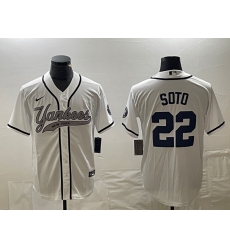 Men's New York Yankees #22 Juan Soto White Cool Base Stitched Baseball Jersey2