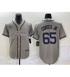 Men's New York Yankees #65 Nestor Cortes Jr Grey Cool Base Stitched Baseball Jersey