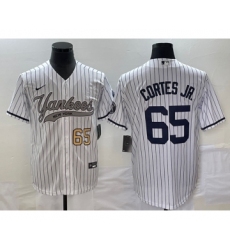 Men's New York Yankees #65 Nestor Cortes Jr Number White Cool Base Stitched Baseball Jersey