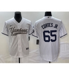 Men's New York Yankees #65 Nestor Cortes Jr White Cool Base Stitched Baseball Jersey