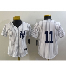 Women's New York Yankees #11 Anthony Volpe White No Name Stitched MLB Nike Cool Base Jersey