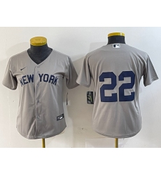 Women's New York Yankees #22 Juan Soto Gray Field of Dreams Cool Base Jersey