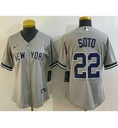 Women's New York Yankees #22 Juan Soto Grey Cool Base Stitched Baseball Jersey