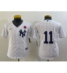 Youth New York Yankees #11 Anthony Volpe White Rose No Name Stitched Nike Cool Base Jersey