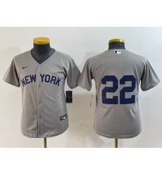 Youth New York Yankees #22 Juan Soto Gray Field of Dreams Cool Base Jersey