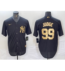 Men's New York Yankees #99 Aaron Judge Black Gold Cool Base Stitched Jersey