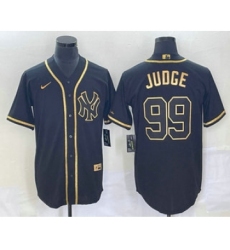 Men's New York Yankees #99 Aaron Judge Black Gold Stitched MLB Cool Base Nike Jersey