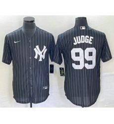 Men's New York Yankees #99 Aaron Judge Black Pinstripe Cool Base Stitched Baseball Jersey