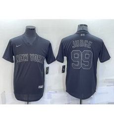 Men's New York Yankees #99 Aaron Judge Black Pitch Black Fashion Replica Stitched Jersey