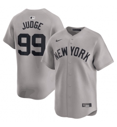 Men's New York Yankees #99 Aaron Judge Gray 2024 Away Limited Cool Base Stitched Baseball Jersey