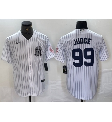 Men's New York Yankees #99 Aaron Judge Name White With 2024 Cool Base Stitched Jersey