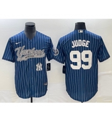 Men's New York Yankees #99 Aaron Judge Navy Cool Base Stitched Baseball Jersey