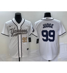 Men's New York Yankees #99 Aaron Judge Number White Cool Base Stitched Baseball Jersey