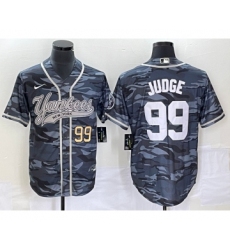 Men's New York Yankees #99 Aaron Judge Numbre Grey Camo Cool Base Stitched Baseball Jersey