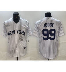 Men's New York Yankees #99 Aaron Judge White 2024 Cool Base Stitched Jersey