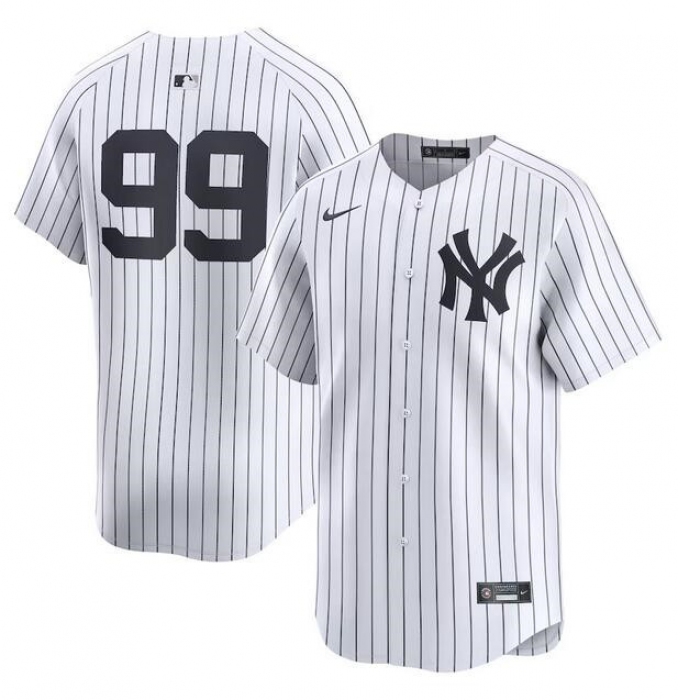 Men's New York Yankees #99 Aaron Judge White Home Limited Stitched Baseball Jersey