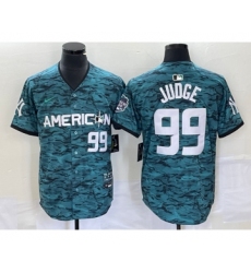 Men's Nike New York Yankees #99 Aaron Judge Number Teal 2023 All star Cool Base Stitched Baseball Jersey