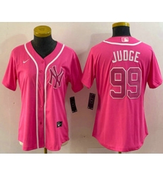 Women's New York Yankees #99 Aaron Judge Pink Cool Base Stitched Baseball Jersey