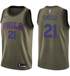 Men's Nike Philadelphia 76ers #21 Joel Embiid Swingman Green Salute to Service NBA Jersey