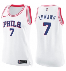 Women's Nike Philadelphia 76ers #7 Timothe Luwawu Swingman White/Pink Fashion NBA Jersey