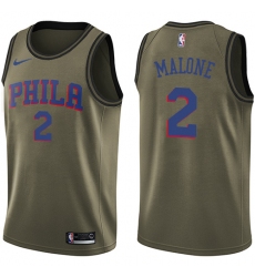 Youth Nike Philadelphia 76ers #2 Moses Malone Swingman Green Salute to Service NBA Jersey