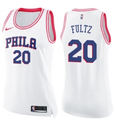 Women's Nike Philadelphia 76ers #20 Markelle Fultz Swingman White/Pink Fashion NBA Jersey