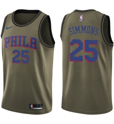 Youth Nike Philadelphia 76ers #25 Ben Simmons Swingman Green Salute to Service NBA Jersey