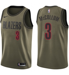 Youth Nike Portland Trail Blazers #3 C.J. McCollum Swingman Green Salute to Service NBA Jersey