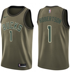 Youth Nike Milwaukee Bucks #1 Oscar Robertson Swingman Green Salute to Service NBA Jersey