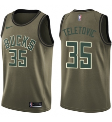 Men's Nike Milwaukee Bucks #35 Mirza Teletovic Swingman Green Salute to Service NBA Jersey