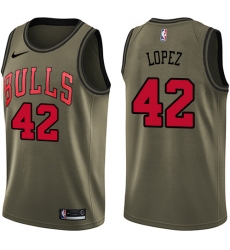 Youth Nike Chicago Bulls #42 Robin Lopez Swingman Green Salute to Service NBA Jersey