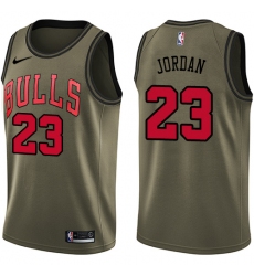 Men's Nike Chicago Bulls #23 Michael Jordan Swingman Green Salute to Service NBA Jersey