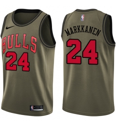 Youth Nike Chicago Bulls #24 Lauri Markkanen Swingman Green Salute to Service NBA Jersey