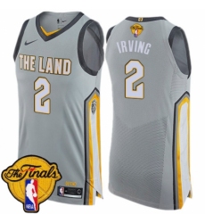 Men's Nike Cleveland Cavaliers #2 Kyrie Irving Authentic Gray 2018 NBA Finals Bound NBA Jersey - City Edition