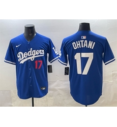 Men's Los Angeles Dodgers #17 Shohei Ohtani Royal Limited Stitched Baseball Jersey