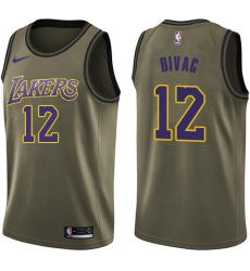 Men's Nike Los Angeles Lakers #12 Vlade Divac Swingman Green Salute to Service NBA Jersey