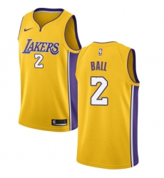 Men's Nike Los Angeles Lakers #2 Lonzo Ball Swingman Gold Home NBA Jersey - Icon Edition