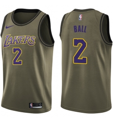 Men's Nike Los Angeles Lakers #2 Lonzo Ball Swingman Green Salute to Service NBA Jersey