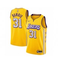 Men's Los Angeles Lakers #31 Kurt Rambis Swingman Gold 2019-20 City Edition Basketball Jersey