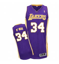 Women's Adidas Los Angeles Lakers #34 Shaquille O'Neal Authentic Purple Road NBA Jersey