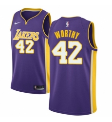 Men's Nike Los Angeles Lakers #42 James Worthy Authentic Purple NBA Jersey - Icon Edition