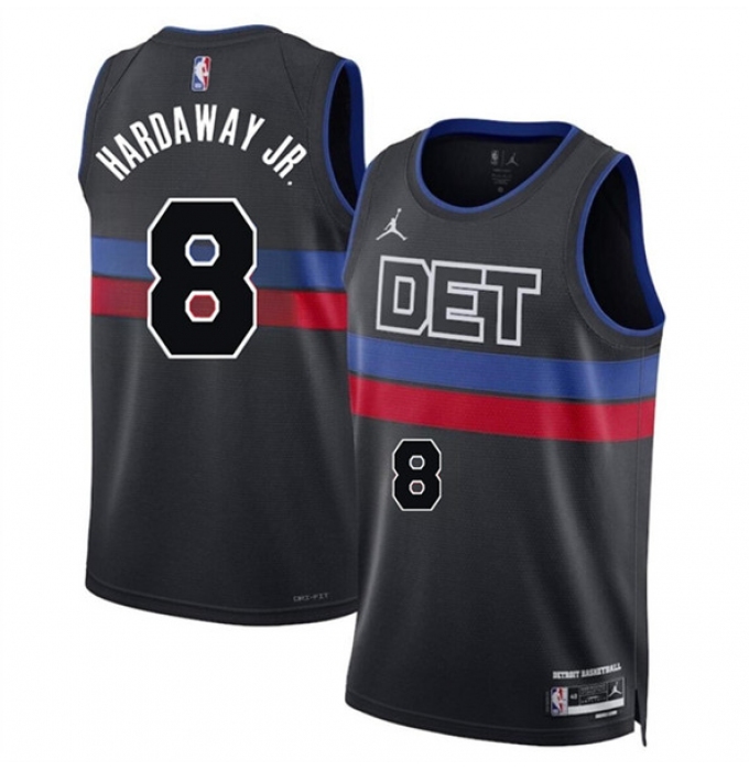 Men's Detroit Pistons #8 Tim Hardaway Jr Black 2024 Statement Edition Stitched Jersey