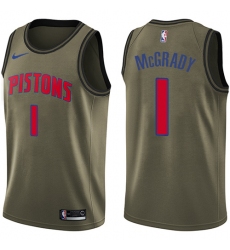 Men's Nike Detroit Pistons #1 Tracy McGrady Swingman Green Salute to Service NBA Jersey