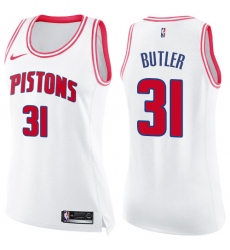 Women's Nike Detroit Pistons #31 Caron Butler Swingman White/Pink Fashion NBA Jersey