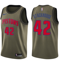 Men's Nike Detroit Pistons #42 Jerry Stackhouse Swingman Green Salute to Service NBA Jersey