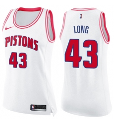 Women's Nike Detroit Pistons #43 Grant Long Swingman White/Pink Fashion NBA Jersey