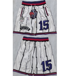 Men's Toronto Raptors #15 Vince Carter White Shorts (Run Small)