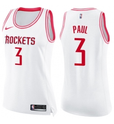 Women's Nike Houston Rockets #3 Chris Paul Swingman White/Pink Fashion NBA Jersey